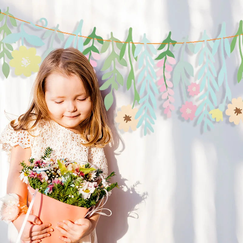 Floral Leaf Garland Paper Banner – Birthday Party Decoration Party Garland Banner Babs
