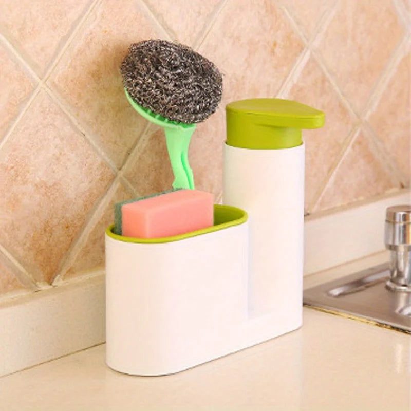 2-in-1 Soap Dispenser with Sponge & Brush Holder | Bathroom Sink Soap Dispenser Organizer Babs Green