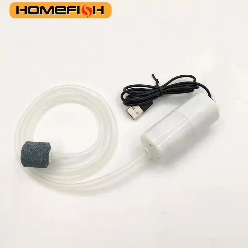 Portable USB Aquarium Air Pump – Mini Fish Tank Oxygenator Aquarium Air Pump Babs white