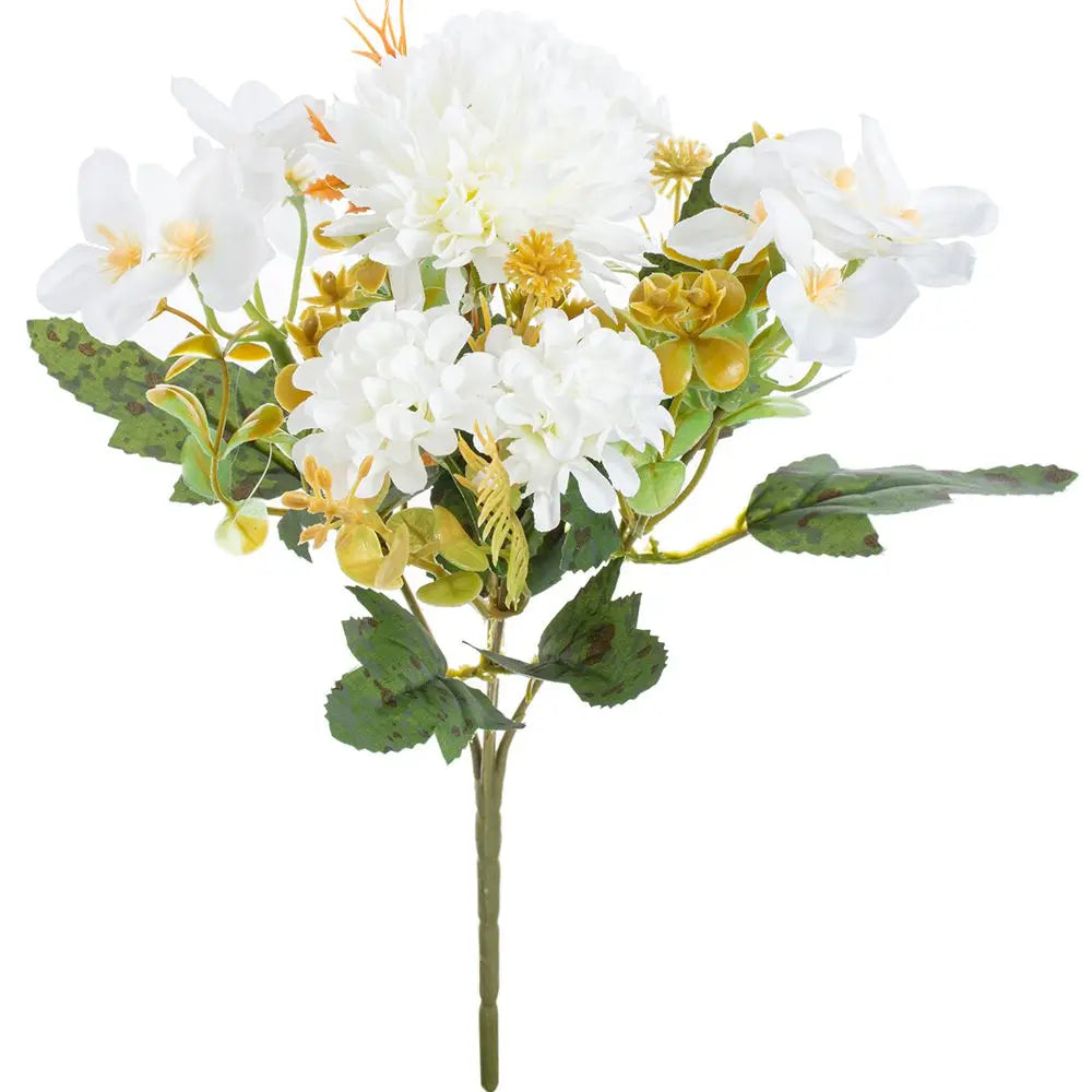 Silk Hydrangea & Carnation Artificial Flowers – Wedding & Home Artificial Silk Flowers Babs WHITE 3 pcs