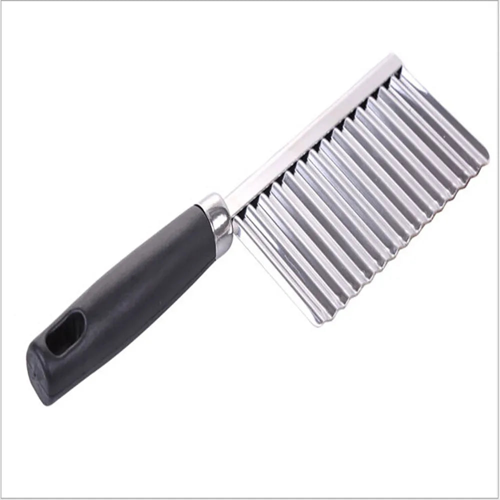 Stainless Steel Wavy Crinkle Cutter Knife – Potato & Veggie Slicer Crinkle Cutter Knife Babs Black