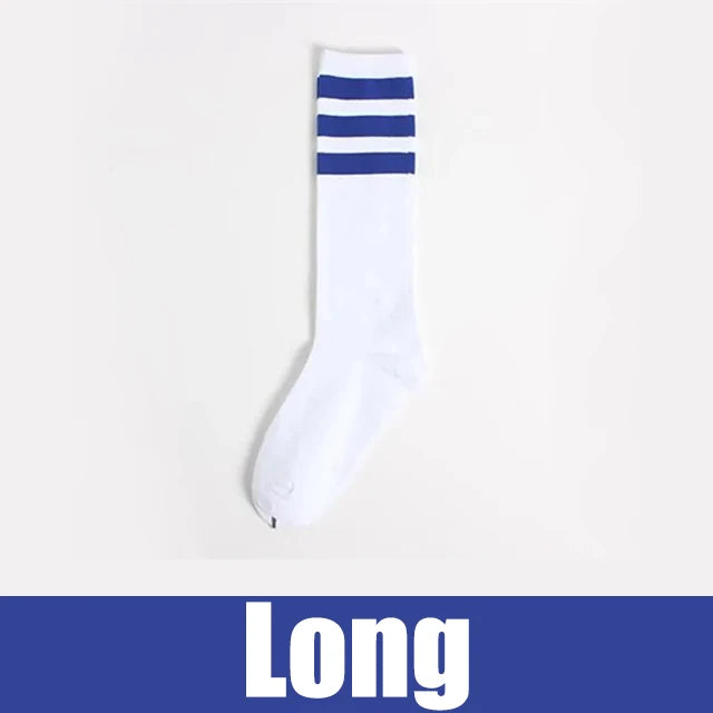 Three Stripes Cotton Crew Socks – Retro Hip Hop Skate Style Cotton Crew Socks Babs long 3 One Size