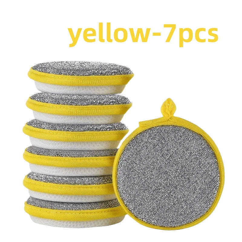 Double-Sided Non-Scratch Dish Sponge | Anti-Oil Kitchen Pad Dish Scrub Sponge Babs Yellow 7pcs