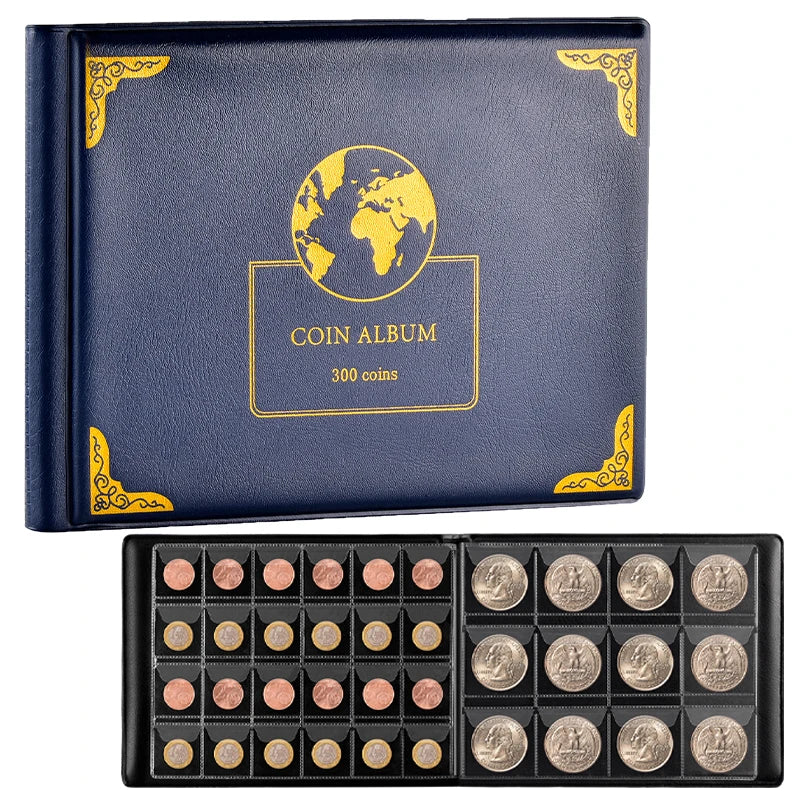 300 Pocket Coin Collection Album Book & Organizer for Collectors Coin Collection Album Babs DEEP BLUE