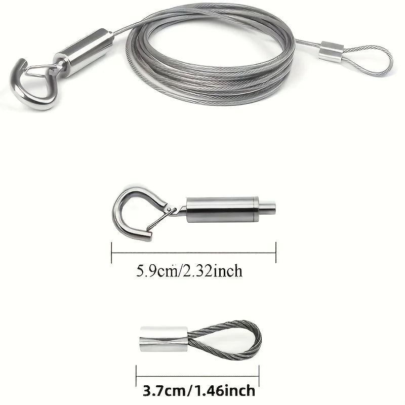 2pcs 1.5m Stainless Steel Wire Rope with Quick Hook | Cable Lanyard Wire Rope Lanyard Babs