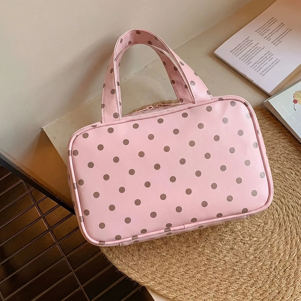 Polka Dot Makeup Bag – 3-Layer Travel Toiletry Organizer Travel Makeup Bag Babs
