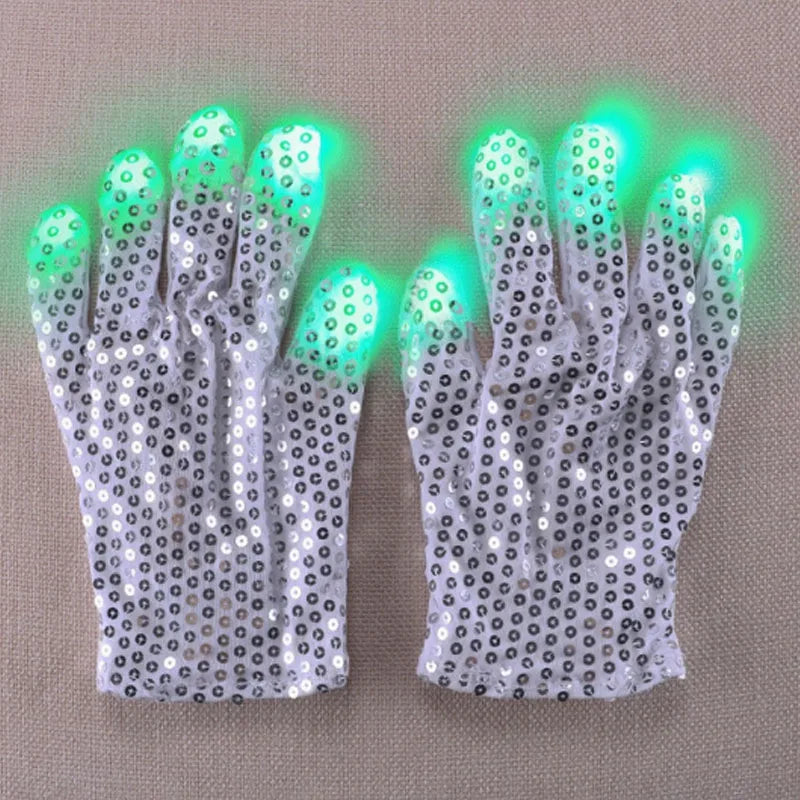 Adult LED Sequin Jazz Hat Tie & Gloves Party Costume Set LED Party Costume Set Babs