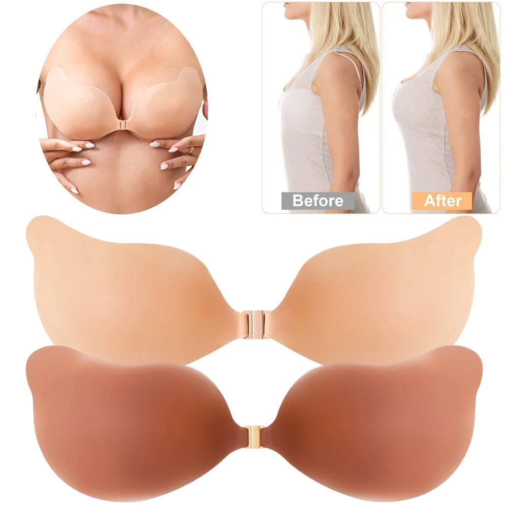 Women's Strapless Sticky Bra – Silicone Push-Up Nipple Cover Adhesive Silicone Bra Babs
