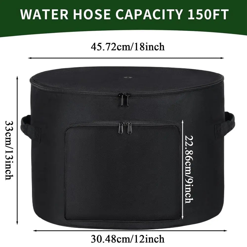 Waterproof Garden Hose Storage Bag – Large Capacity Organizer Garden Hose Storage Bag Babs Black