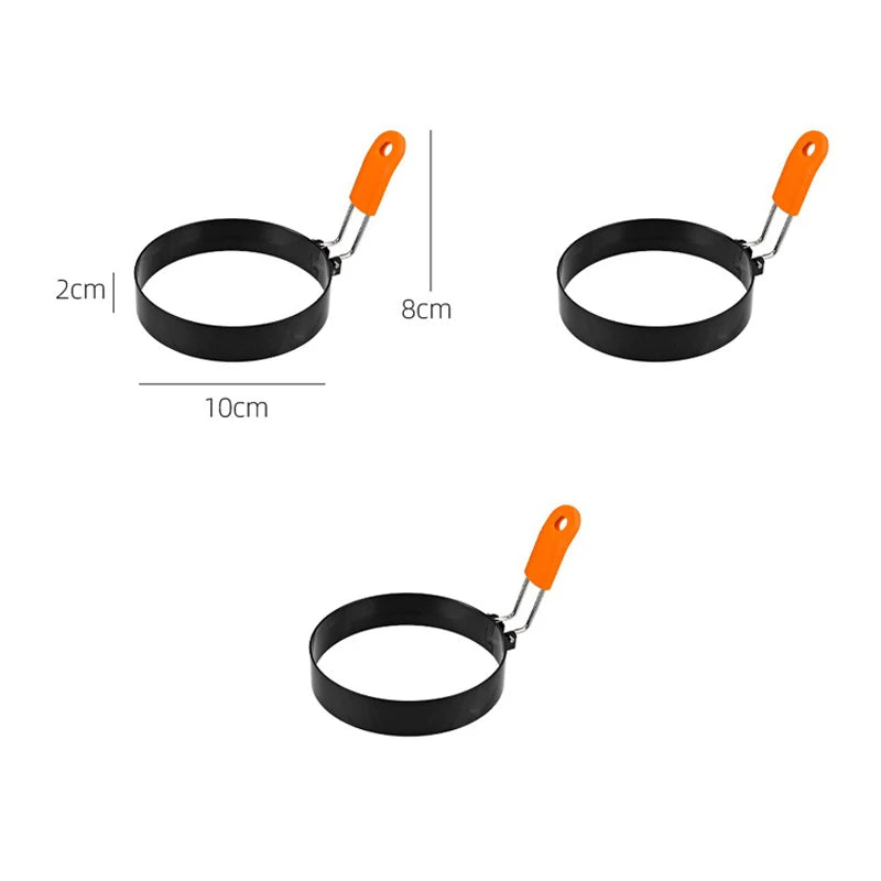 Stainless Steel Fried Egg Ring with Silicone Handle | Non-Stick Egg Ring Mold Babs 3pcs-10cm