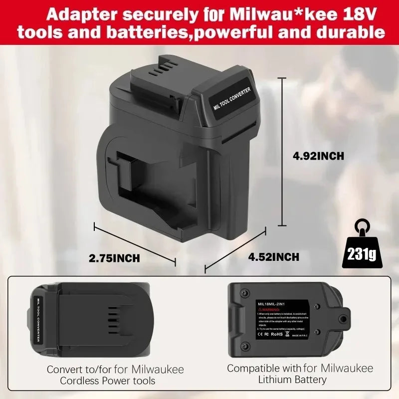 2-in-1 Milwaukee 18V M18 Battery Adapter for Cordless Tools Battery Adapter Babs
