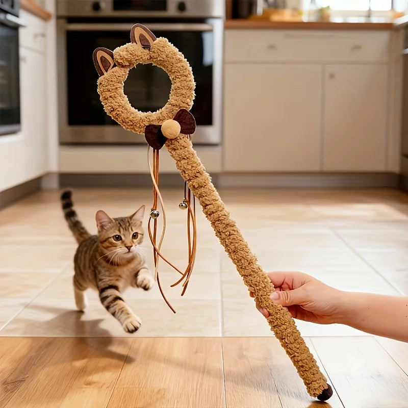 Plush Cat Stick Toy with Bells & Tassels | Interactive Wand Cat Wand Toy Babs