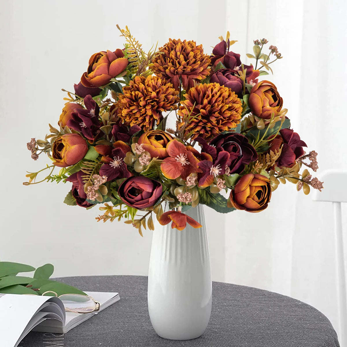 Silk Tea Rose Bud Bouquet – Artificial Flowers for Home & Wedding Artificial Flower Bouquet Babs