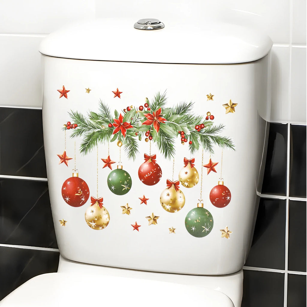 Christmas Snowman Toilet Sticker – Xmas Bathroom Decor 2025 Holiday Bathroom Sticker Babs