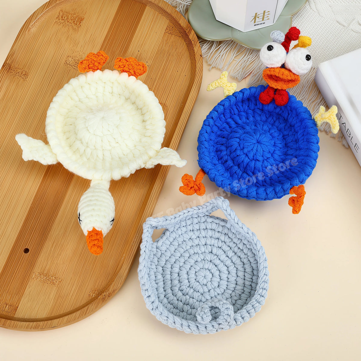 Handwoven Animal Crochet Cup Coasters – Kawaii 3D Desk Decor Crochet Cup Coaster Babs
