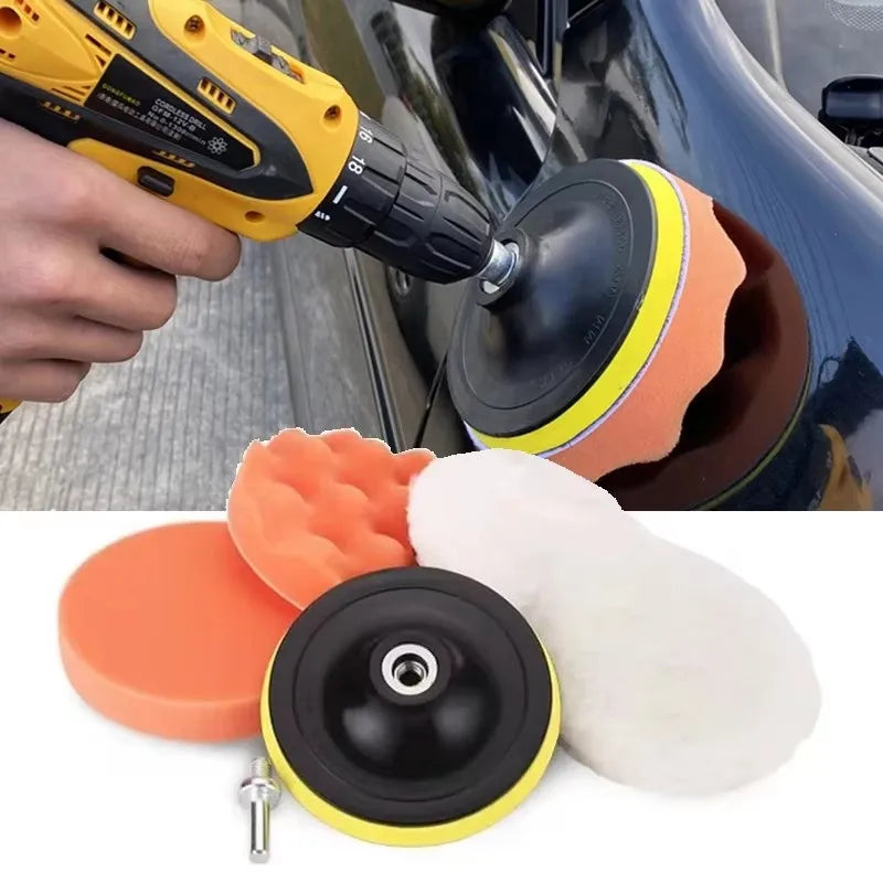 6pc Car Polishing Pad Kit – Sponge & Wool with M10 Drill Adapter Car Polishing Pad Kit Babs