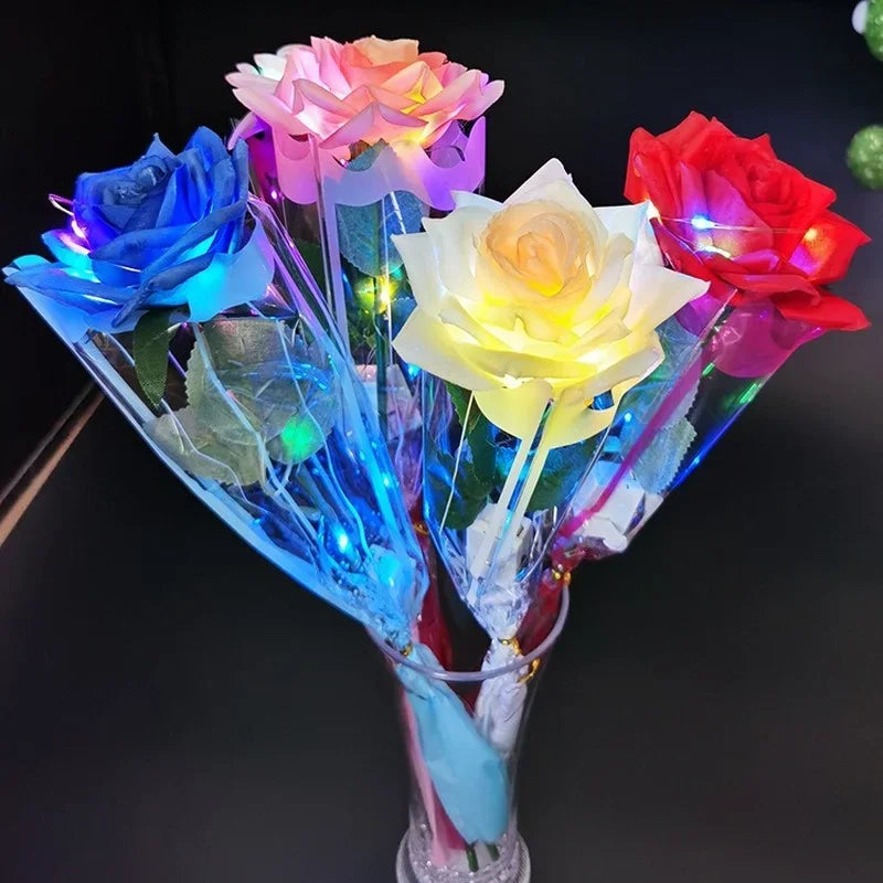20Pcs LED Flashing Silk Rose Bouquet – Artificial Flower Décor LED Artificial Flowers Babs mix colors