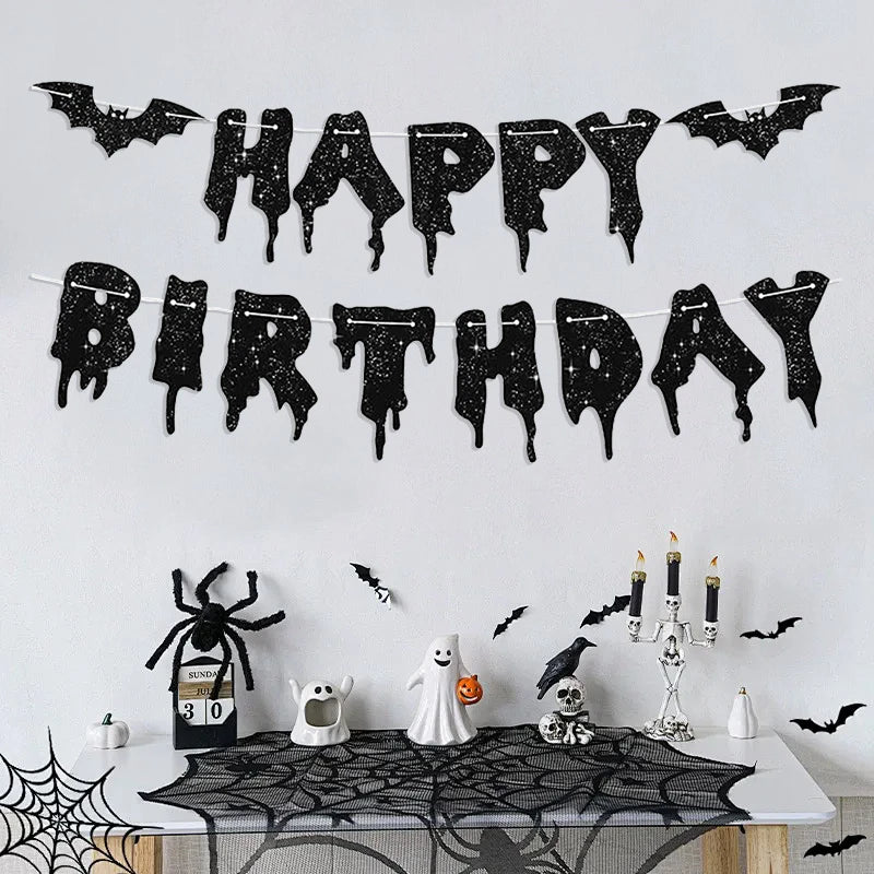 Halloween Paper Banner Garland – Bat, Pumpkin & Ghost Decor Halloween Party Garland Babs
