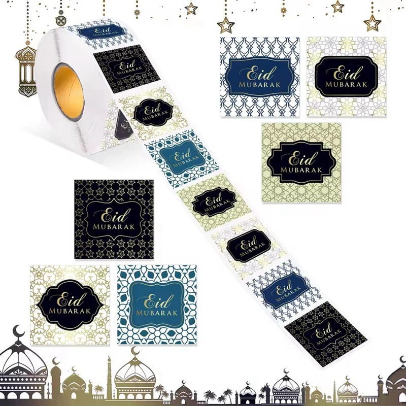 500Pcs EID Mubarak Stickers 2025 Ramadan Gift Seal Labels Party Seal Stickers Babs 1 Roll