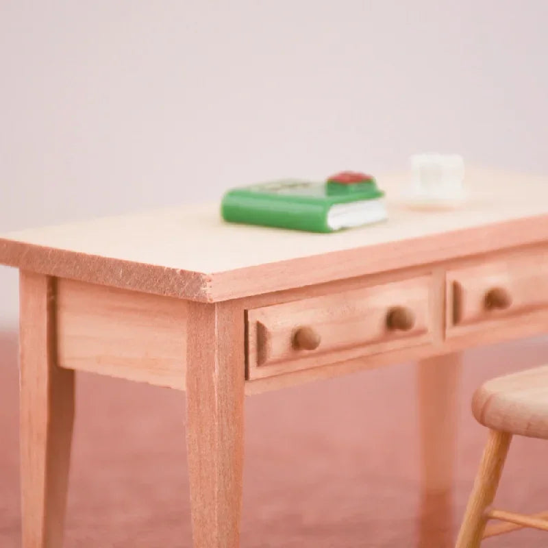 1:12 Dollhouse Miniature Wooden Desk & Chair Set | Book Table Dollhouse Miniature Furniture Babs