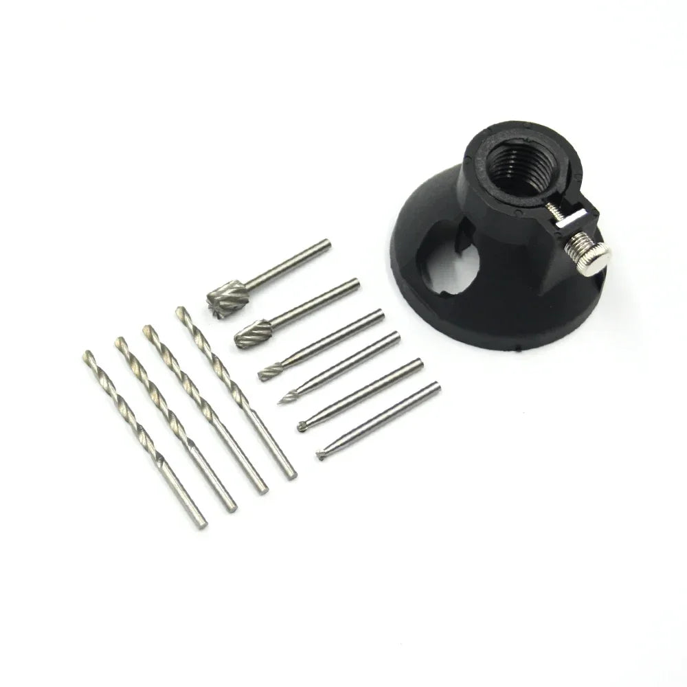 6-Piece HSS Wood Milling Burr Set with Drill Locator Fixed Base Rotary Tool Burr Set Babs 11PCS