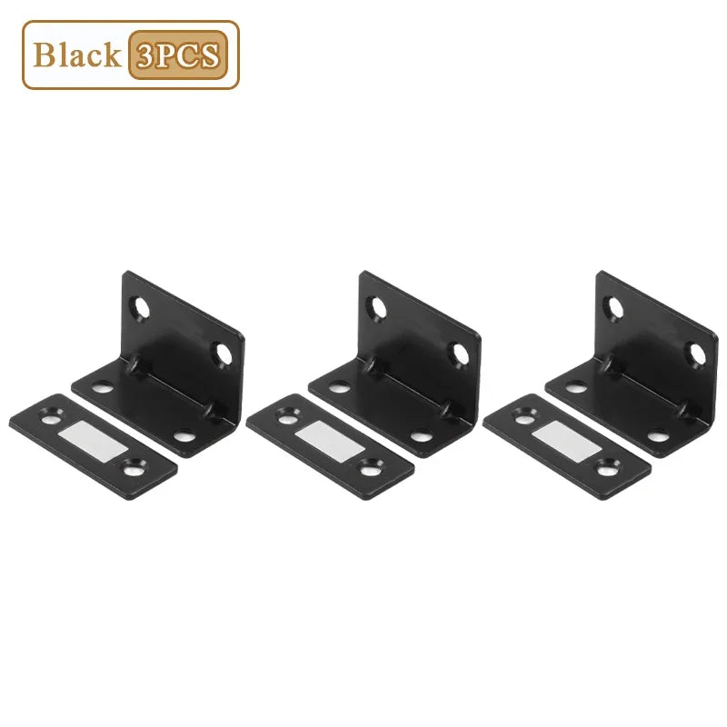 L-Shape No-Drill Magnetic Door Catch – Cabinet & Closet Latch Magnetic Door Catch Babs Black-3PCS