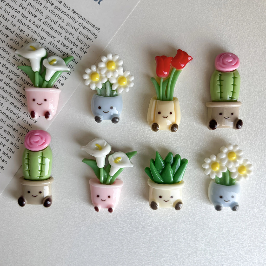 Cute Kawaii Potted Plant Fridge Magnets – Cactus & Flower Decorative Fridge Magnets Babs