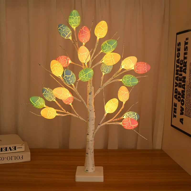 Easter LED Birch Tree with 24 Egg Ornaments | Spring Table Decor Easter Tree Decoration Babs