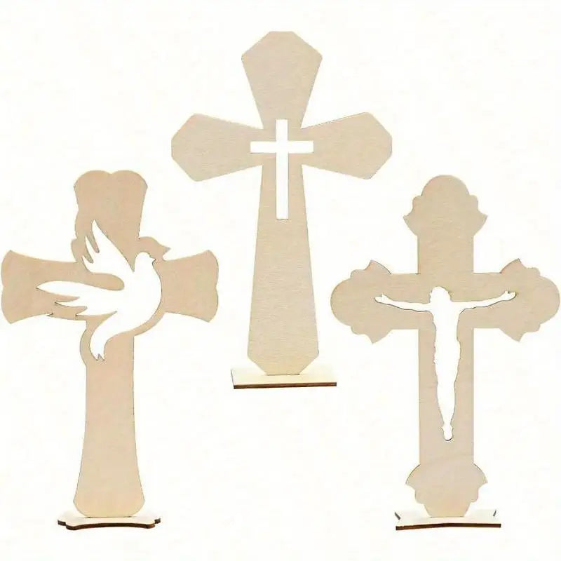 24 Rustic Wooden Crosses – Catholic Craft & Baptism Décor Wooden Craft Crosses Babs 24PCS