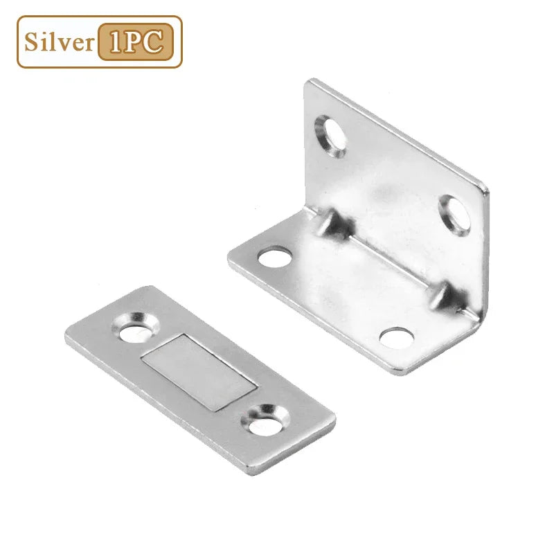 L-Shape No-Drill Magnetic Door Catch – Cabinet & Closet Latch Magnetic Door Catch Babs Silver-1PC
