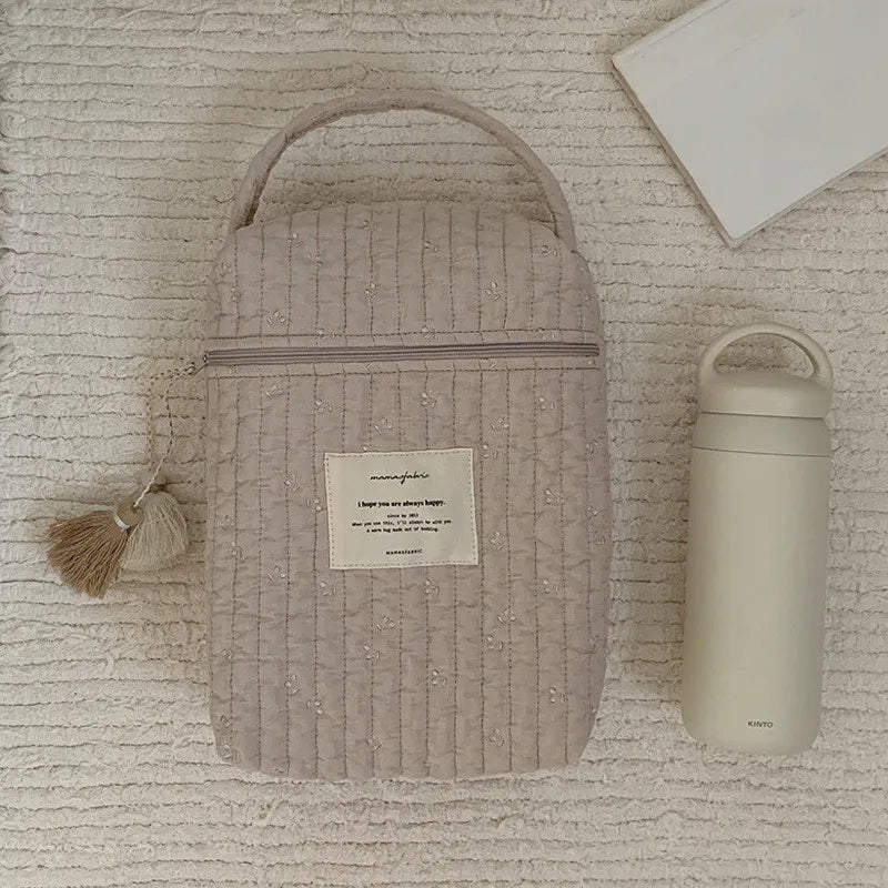 Quilted Baby Diaper Caddy Organizer | Embroidered Mommy Bag Diaper Caddy Bag Babs