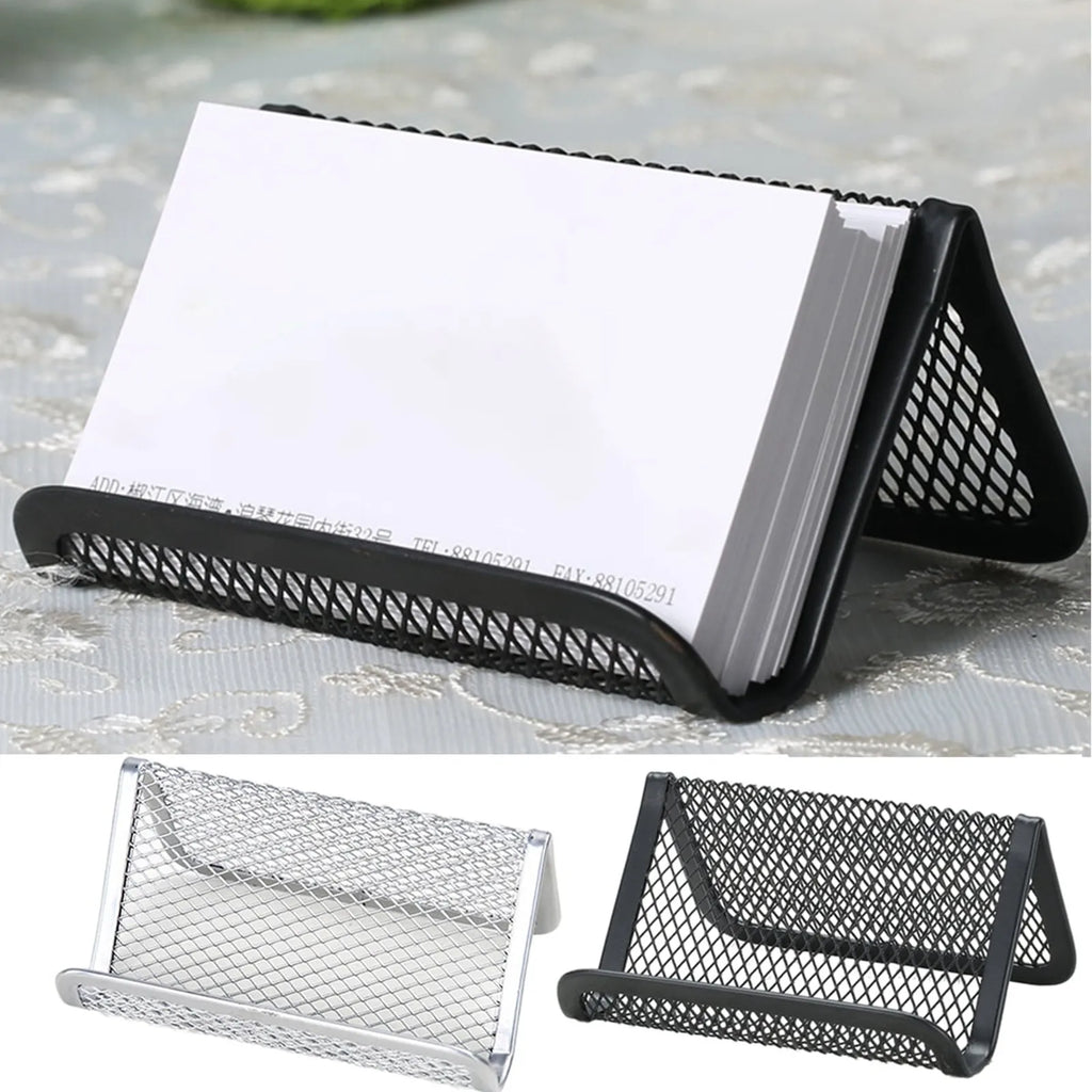 Metal Mesh Business Card Holder Desktop Display Stand Rack Business Card Holder Babs