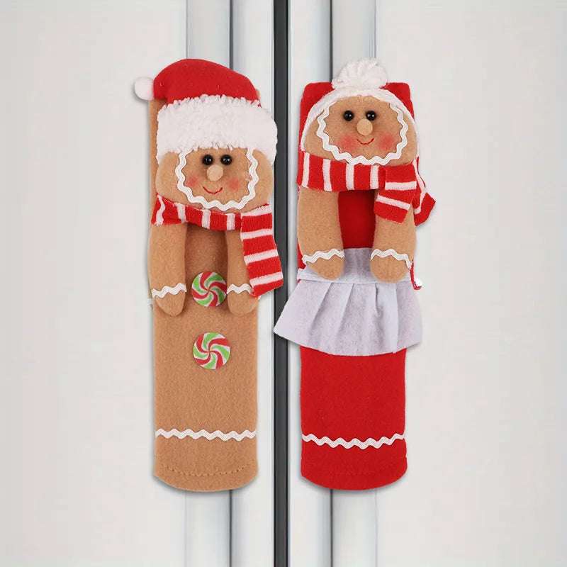 Christmas Gingerbread Man Fridge Handle Covers – Set of 2 Holiday Handle Covers Babs