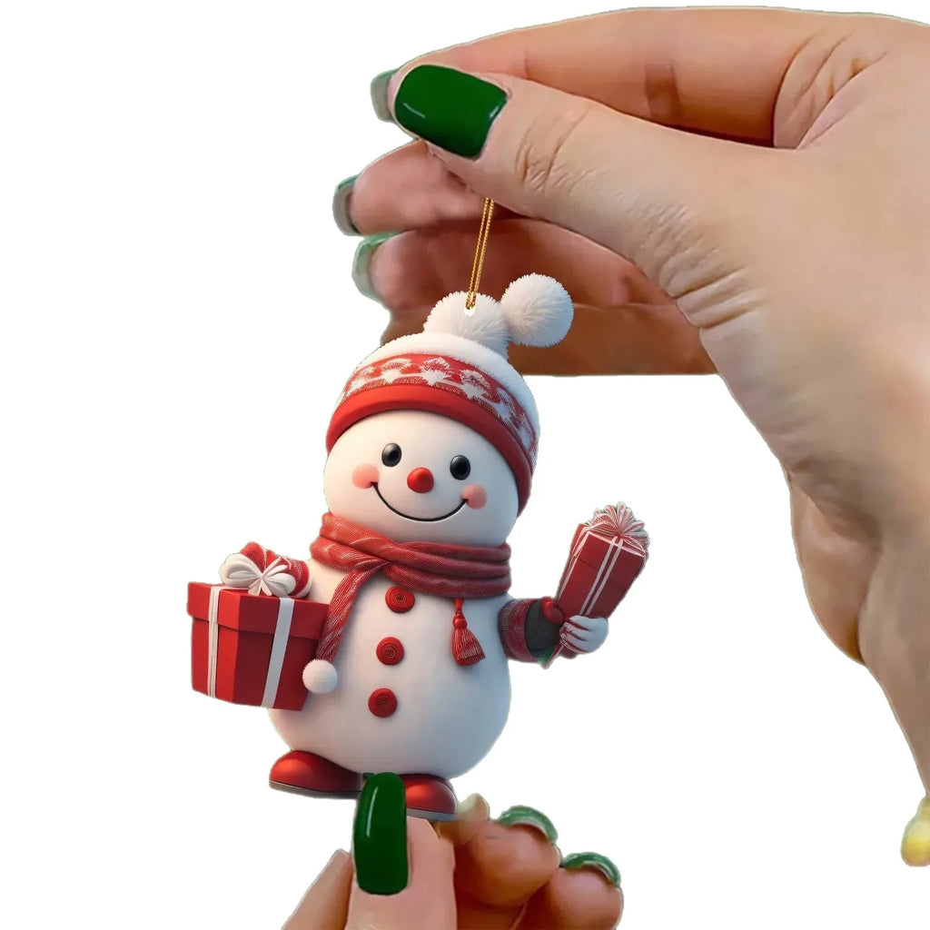 Christmas Hanging Ornaments – Santa & Snowman 2D Cartoon Style Christmas Ornaments Babs