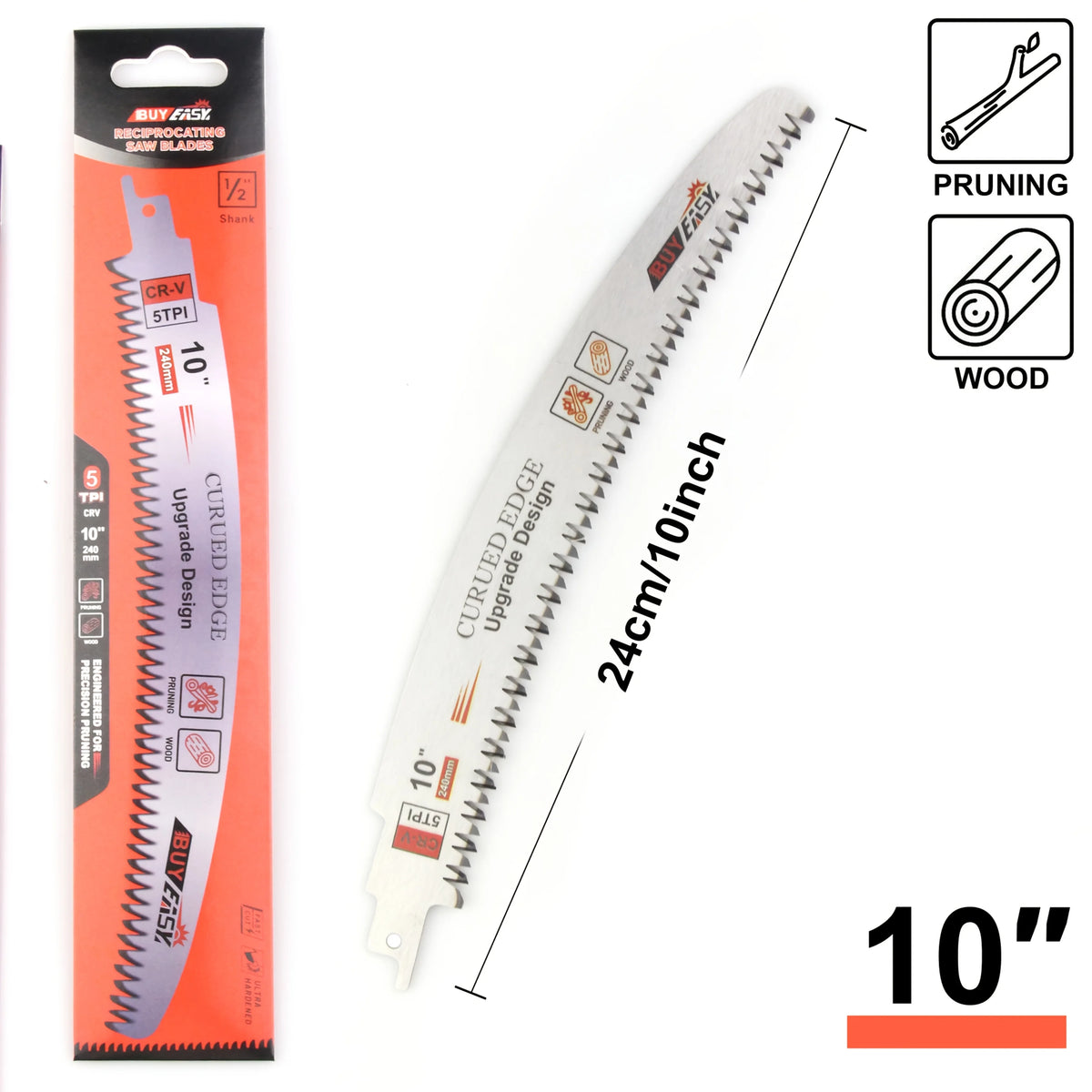 Japanese Tooth Reciprocating Saw Blade 10/12/15in CR-V Steel Reciprocating Saw Blade Babs 24cm