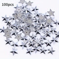 100pcs Acrylic Star Gems Flat Back Gold Silver DIY Clothing Decor DIY Craft Embellishments Babs silvery