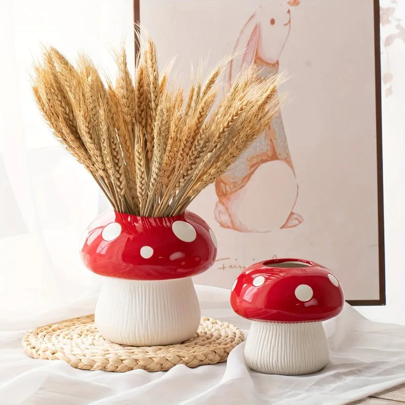 Resin Mushroom Vase – Cute Modern Tabletop Home Decor Gift Decorative Resin Vase Babs