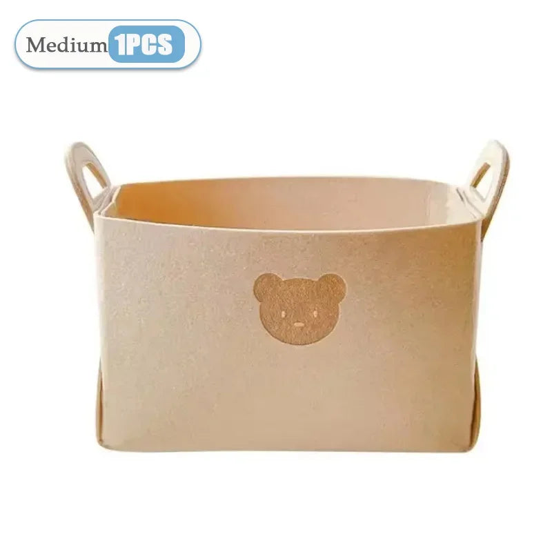 Foldable Felt Storage Basket – Car, Toy & Home Organizer Foldable Storage Basket Babs Beige-M-1PC