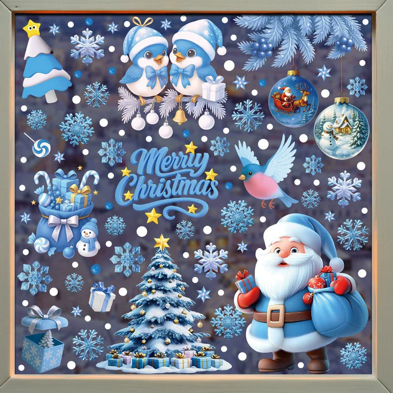 Christmas Window Static Clings – Santa, Snowman & Snowflake Window Static Clings Babs S10