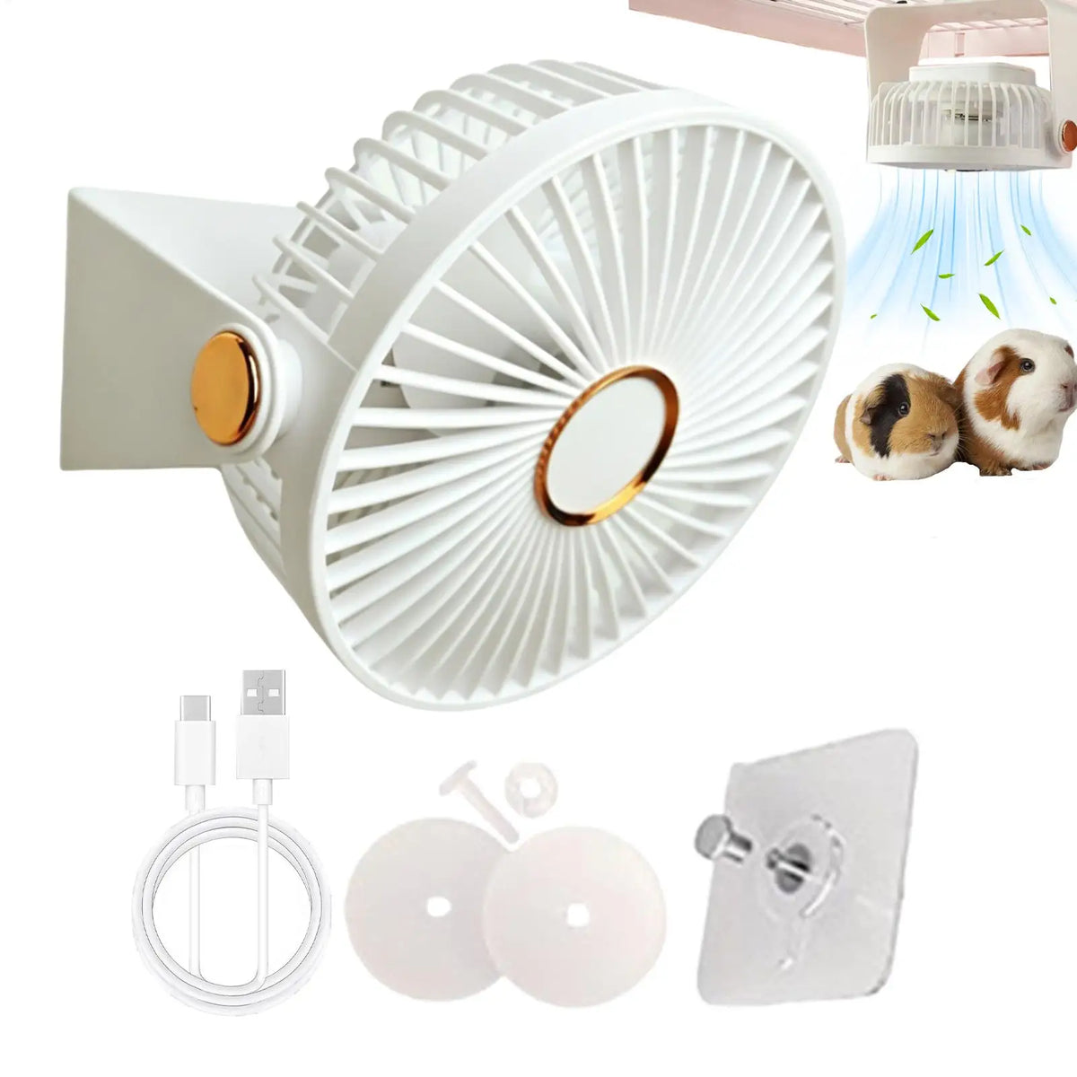 USB Rechargeable Pet Cage Fan for Hamsters, Bunnies & More Pet Cage Fan Babs