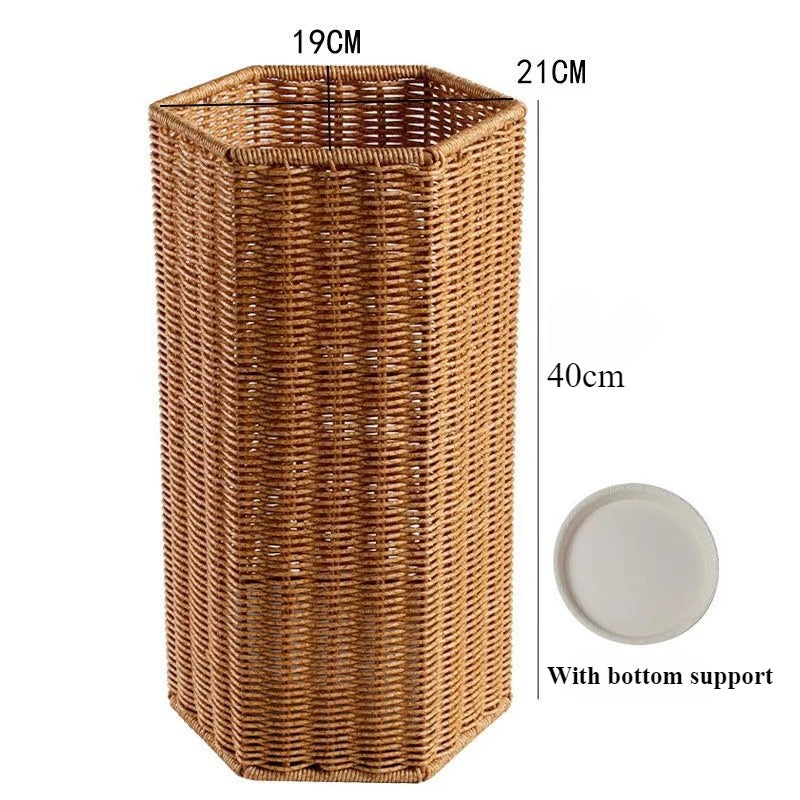 Woven Umbrella Stand Holder – Vintage Rattan-Style Décor Umbrella Stand Babs Hexagon--Light brown