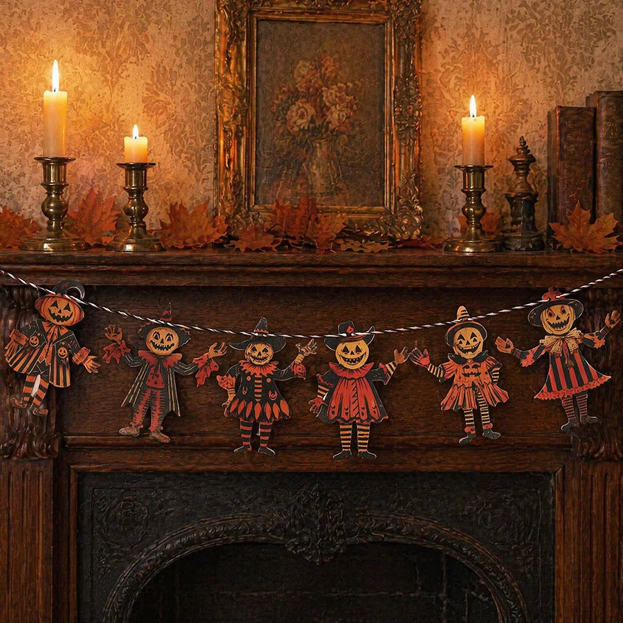 6-Piece Halloween Wooden Pumpkin Ghost Hanging Pendants Halloween Wooden Pendants Babs