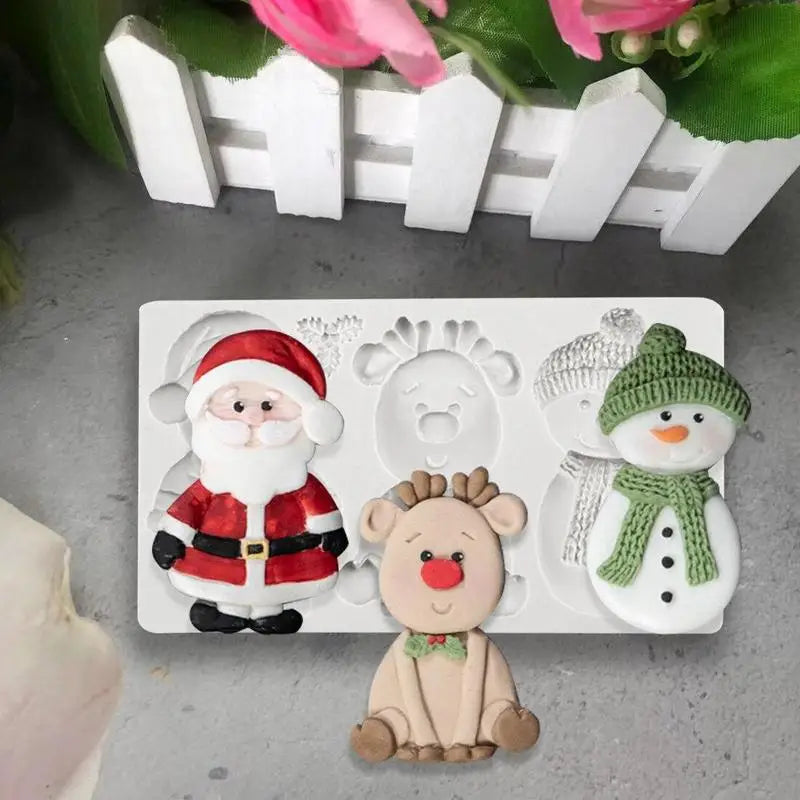 3D Christmas Silicone Mold – Santa, Snowman & Reindeer Silicone Baking Mold Babs