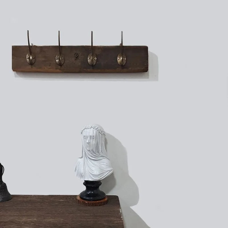 Wooden Wall Mounted Coat Rack – 4-Hook Vintage Pine Hanger Wall Mounted Coat Rack Babs
