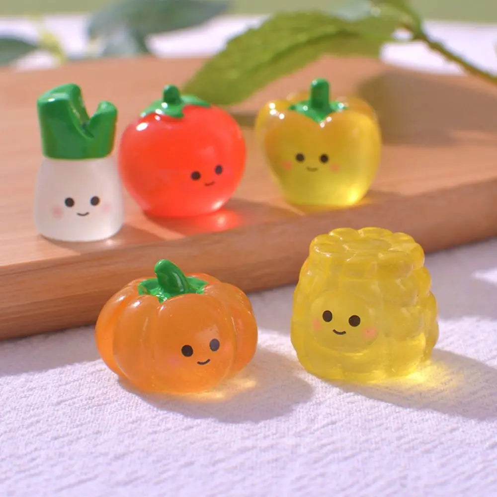 Luminous Mini Vegetable Figurines – Resin DIY Miniature Decor Miniature Figurines Babs