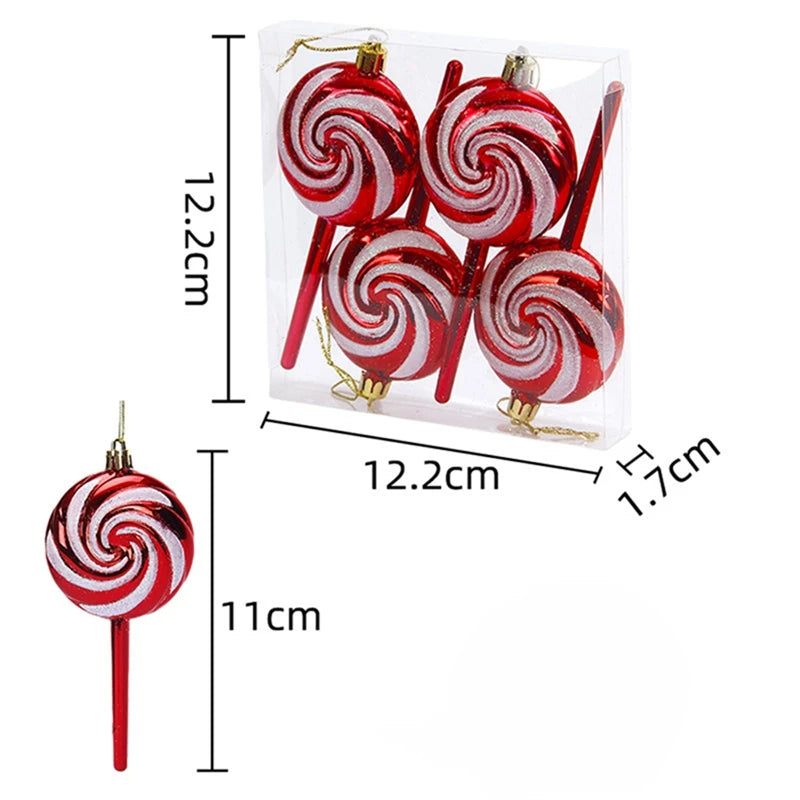 6-Piece Red Christmas Candy Cane Tree Hanging Ornaments Christmas Ornament Set Babs 6Pcs 3