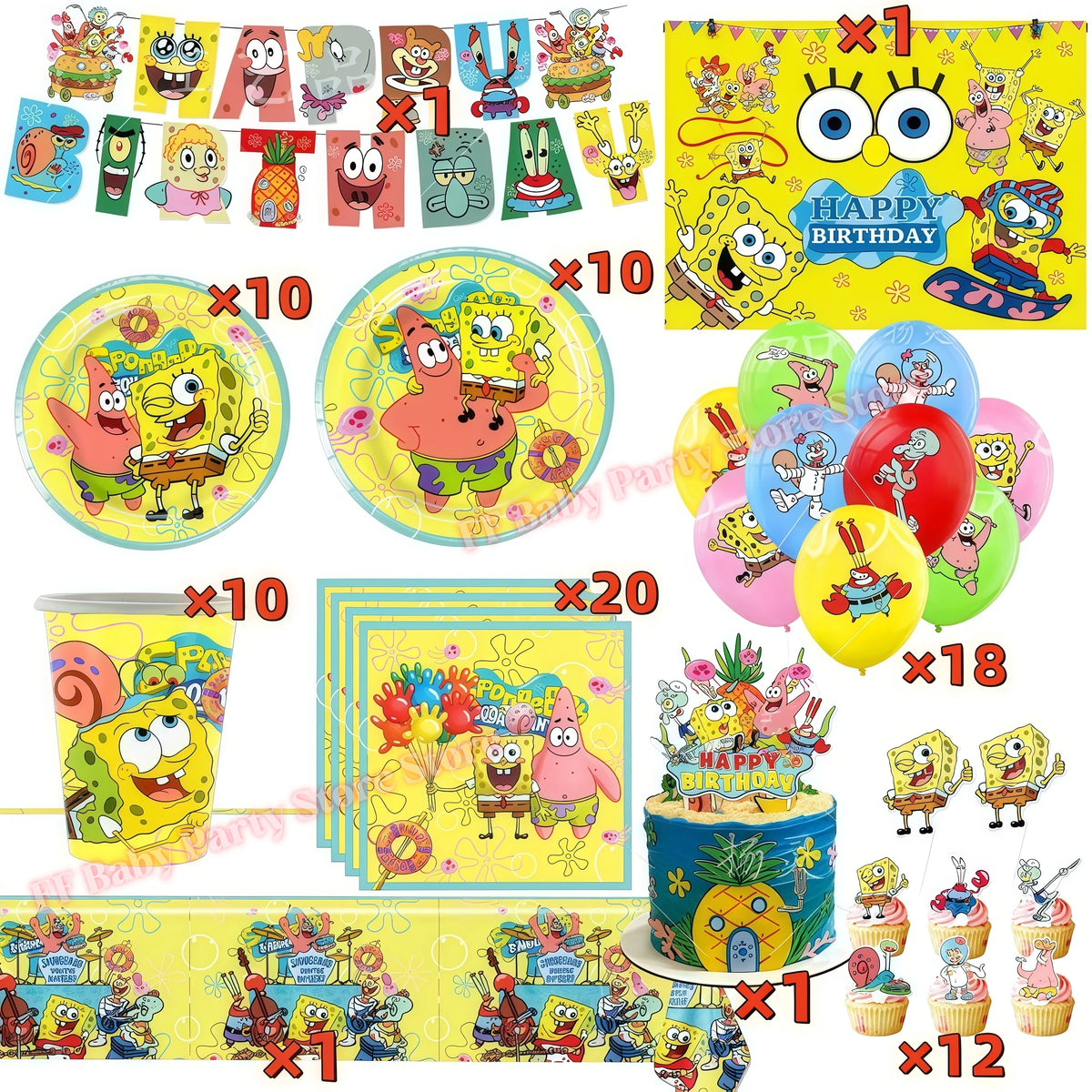 Cartoon Kids Birthday Party Decoration Set – Balloons, Backdrop & More