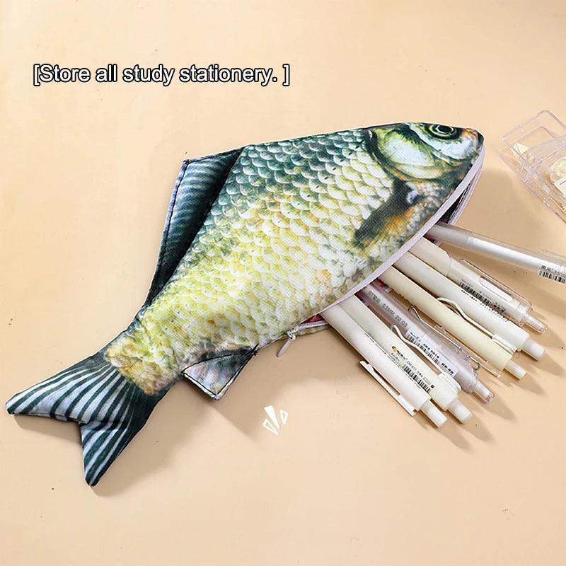 Salted Fish Pencil Case – Large Capacity Funny Novelty Pouch Novelty Pencil Case Babs