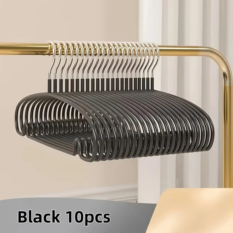 10-Pack Non-Slip Clothes Hangers – Space-Saving, No-Bump Clothes Hangers Babs Black