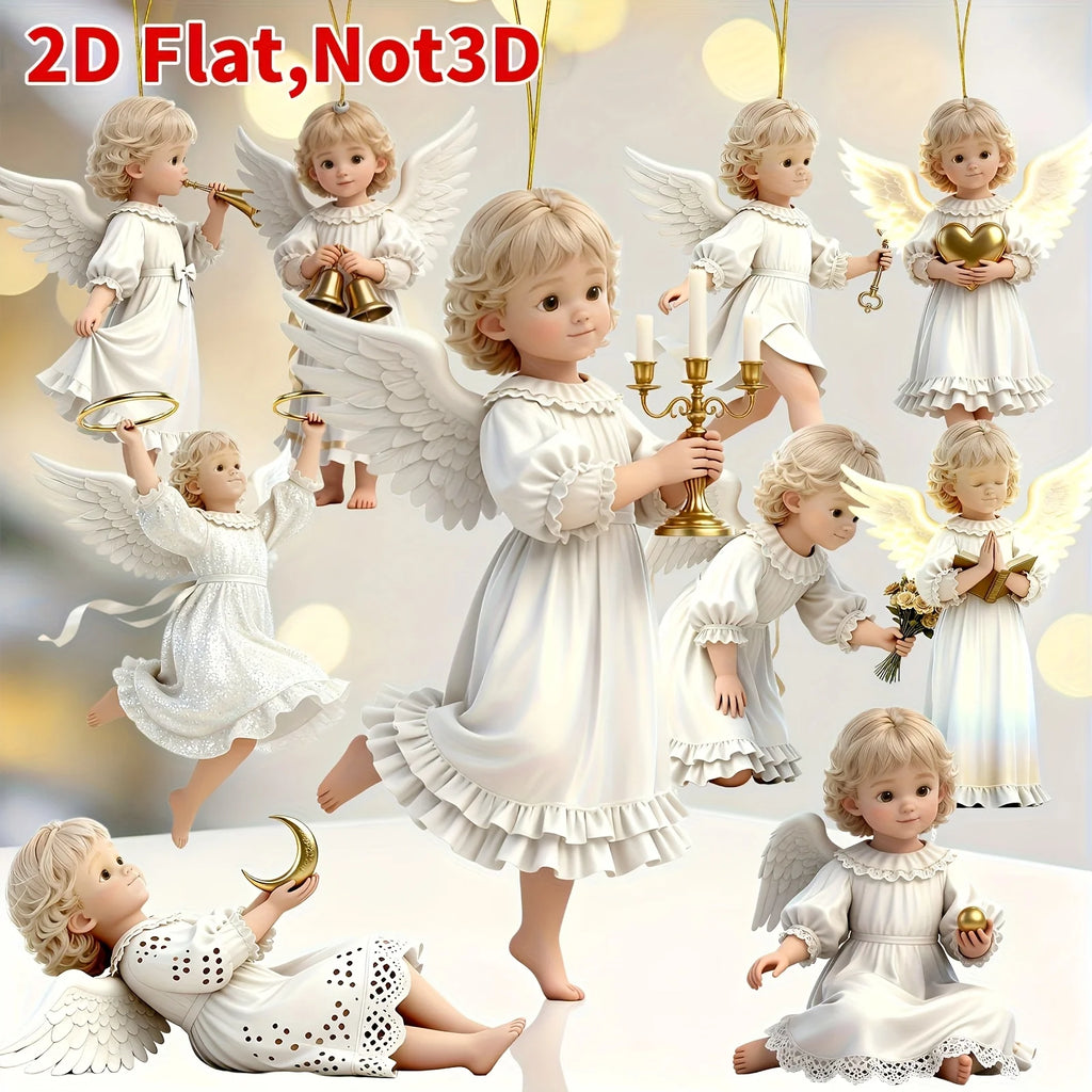 12PCS Retro Wood Angel Ornaments – Christmas & Halloween Decor Holiday Tree Ornaments Babs